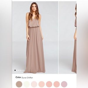 Show Me Your MuMu floor length dress. V-neck. Open back. Slit on right side. XS.